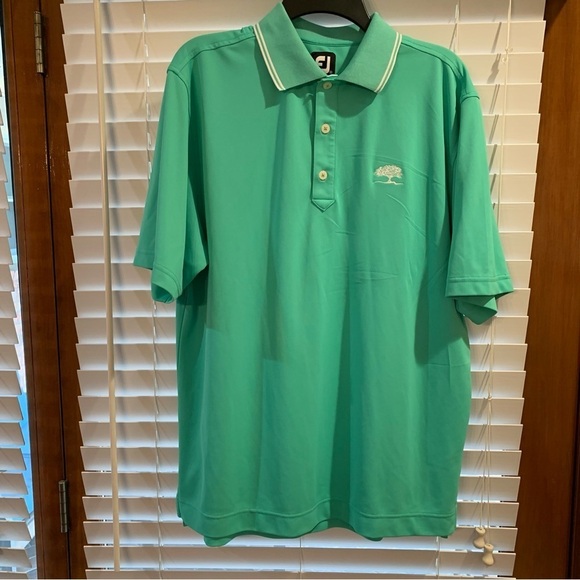 FootJoy Polo Shirt Men Medium Green Performance Golf Plain Basic Logo - Picture 1 of 4
